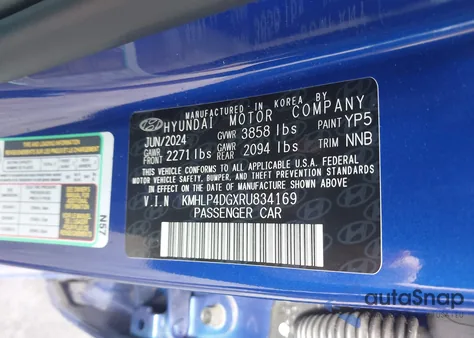 2024 Hyundai Elantra Limited from USA, damaged, VIN KMHLP4DGXRU834169